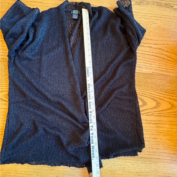 Shannon Ford New York Size 1X Plus Size Black Open Front Cardigan Lightweight - Picture 5 of 5